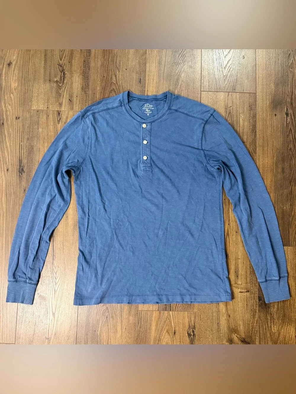 J.Crew Garment Dyed Long Sleeve Henley Shirt Men’s Medium Blue Cotton